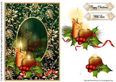 Candles in Gilded Gold Frame Card Topper