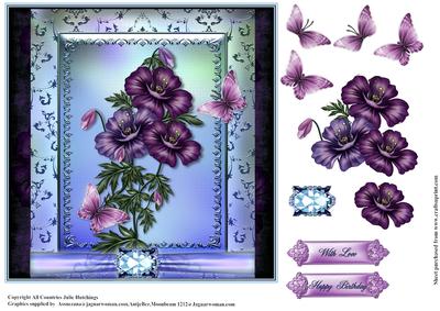 Stunning Flowers in a Shimmering Blue Frame