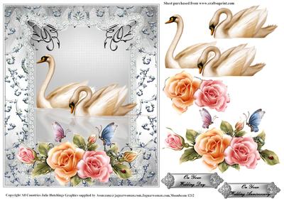 Two Swans and Roses Wedding/anniversary