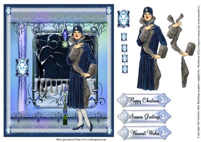 Art Deco Christmas Lady Card Topper