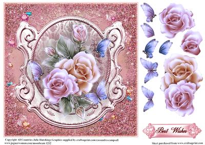 Floral Flutters in Pink Card Topper