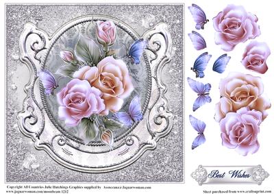 Flora and Flutters in Blue Card Topper