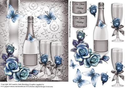 Gorgeous Silver and Blue Shimmer Wedding/anniversary Topper