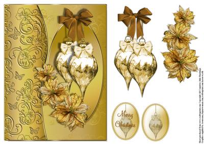 The Golden Poinsettia and Baubles Card Topper