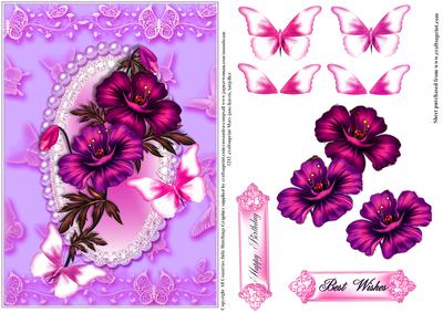 Pink and Cerise Flora in a Flutter Frame