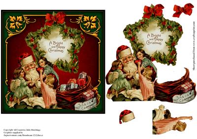 Vintage Santa Clause and Kids Card Topper