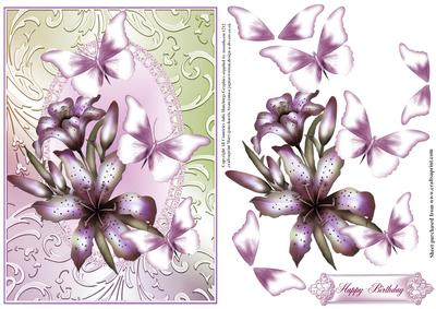 Lily Flutters in a Purple and Green Shimmer Frame