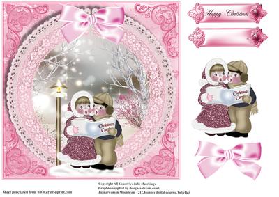Christmas Carol in Pinks Card Topper
