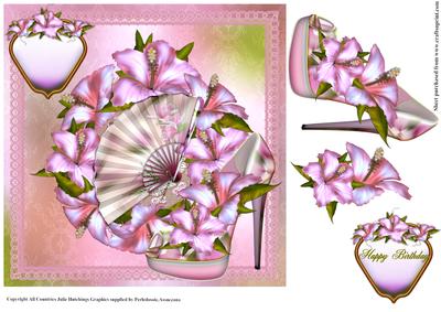 Beautiful Pink Hibiscus Shoes and Fan