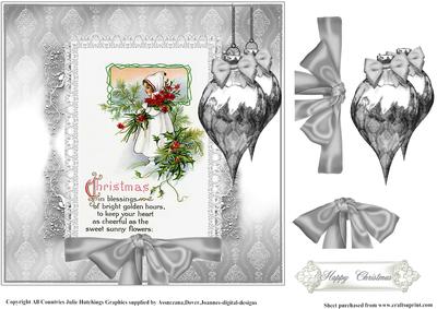 Pretty Vintage Poinsettia Girl Card Topper