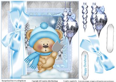 Shoveling Snow Ted Christmas Topper