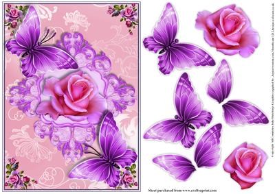 Gorgeous Butterfly's in Mauves with Pink Roses
