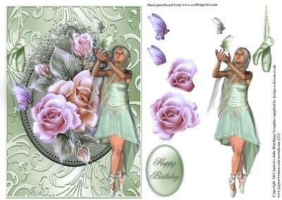 Beautiful Mint Green Ballerina in a Shimmering Swirl Frame