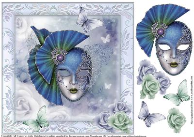 The Masque in Blue and Mint 8x8