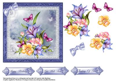 Gorgeous Flowers in Dusky Blue Frame Topper