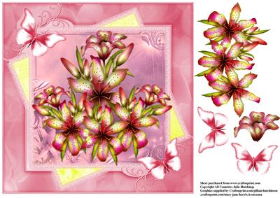 Pink and Lemon Lily's 8x8 Card Topper
