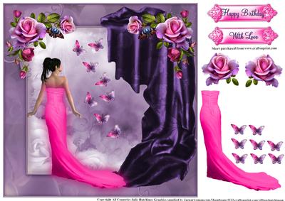Hot Pink Beauty with Flora and Flutters 8x8