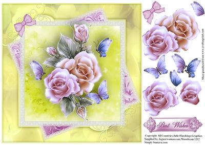 Lemon Glowing Roses 8x8 Topper
