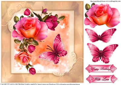 Peach and Pink Rose 8x8 Topper