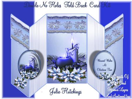 Christmas Candles and Poinsettia Blue No Holes Fold Card Kit
