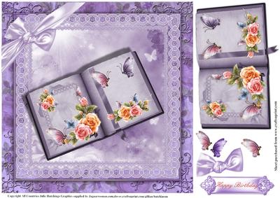 Vintage Style Book of Roses in Lilac 8x8