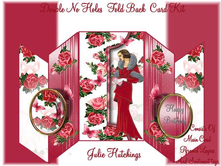 Art Deco Lady Red Rose Double No Holes Fold Mini Kit