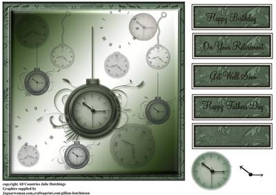 Time Masculine Card Topper in Green