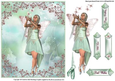 Mint Sweet Pea Fairy Flutters Card Topper