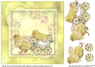 Cute Vintage Easter Chicks 8x8 Card Topper
