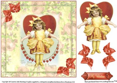 Vintage Valentine Girl Card Topper