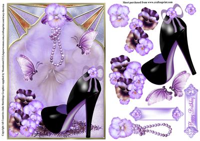 Gorgeous Purple and Black Pansy Shoe Topper