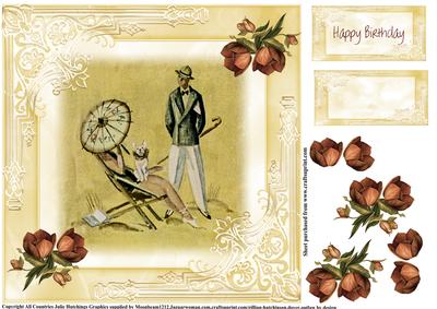 Oriental Art Deco Style 8x8 Card Topper
