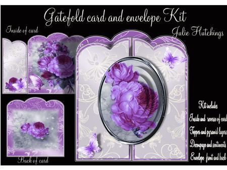 Beautiful Vintage Purple Roses Gatefold Card Kit