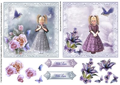 2xcutie Litle Girl and Flora Card Toppers