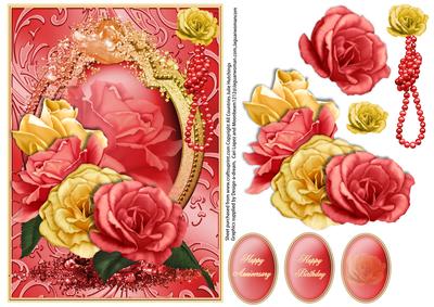 Roses and Pearls on a Shimmering Swirl Frame