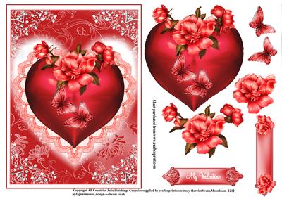 Heart Roses and Flutters Card Topper