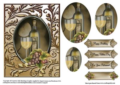 Masculine White Wine on Golds Card Topper