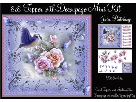 Blue Bird Rosie Flutters 8x8 Topper with Decoupage Mini Kit