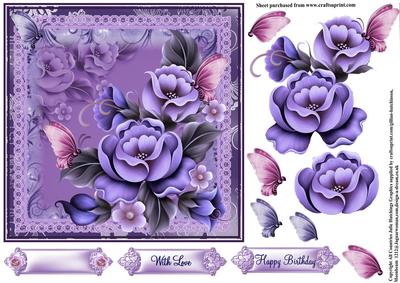 Enchanted Flora in Blue and Lilac Tones Topper