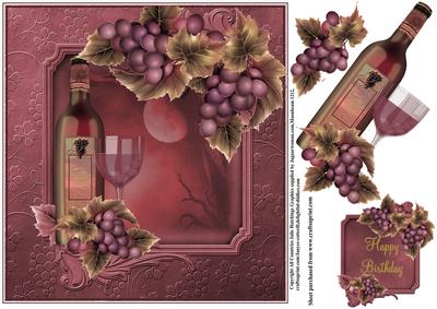 Masculine Red Wine 8x8 Card Topper