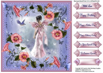 Pretty Fairy in Pink 8x8 Card Topper