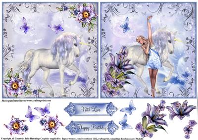 2xbeautiful Fantasy Unicorn Card Toppers