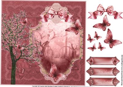 Oriental Cherry Blossom Tree 8x8 Topper