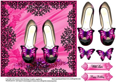 Hot Pink Butterfly Shoes Topper