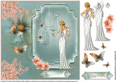 Art Deco Lady in White 8x8