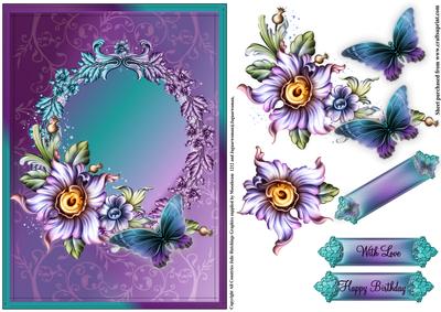 Pretty Fantasy Floral and Flutters in a Frame