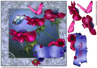 Enchanting Anemone and Flutters 8x8
