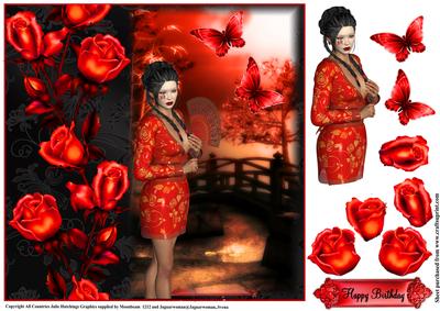 Geisha Oriental Style Card Topper