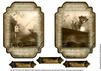 Masculine Shaped Toppers Sepia Lanscape