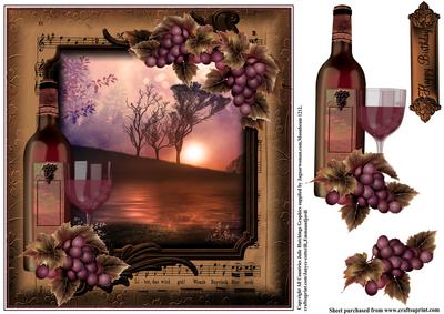 Music,wine and Sundown Card Topper